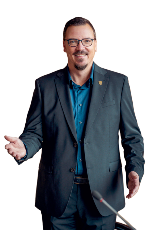 Bürgermeister Andreas Janson begrüßt die Gäste