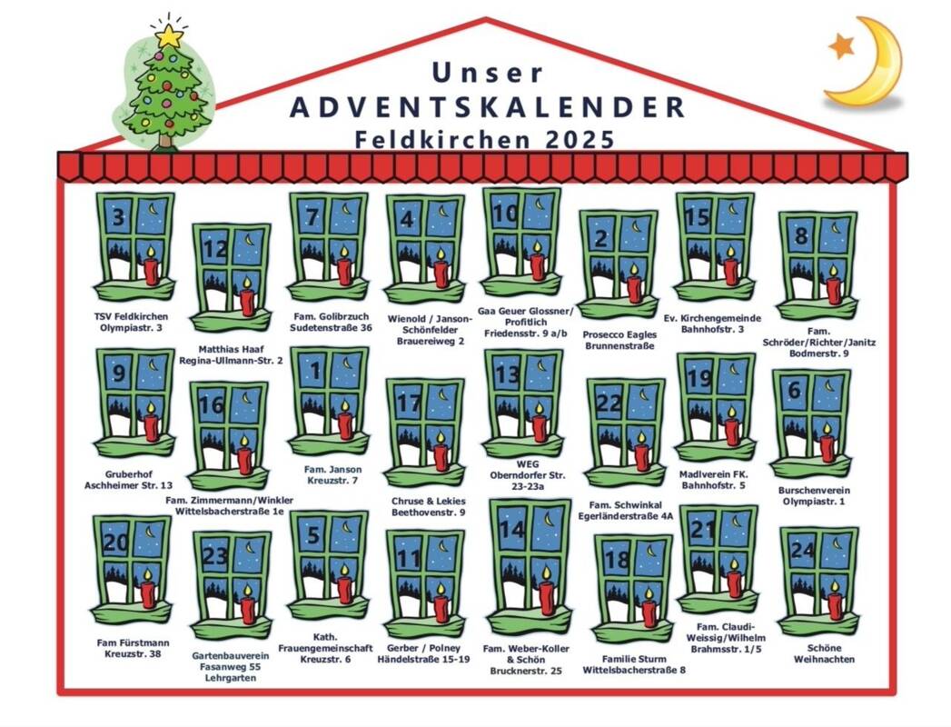 Plan Adventsfenster in Feldkirchen